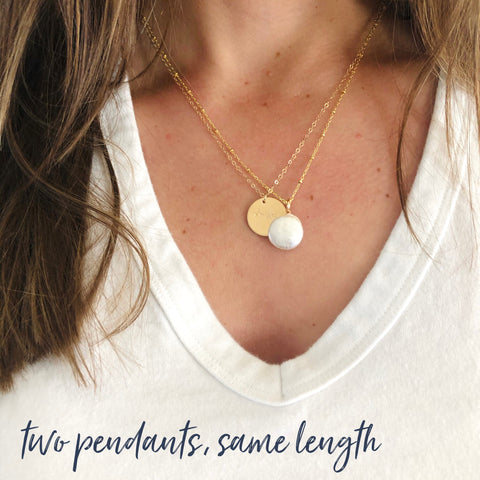 Two necklaces that are the same length and how to layer them. Sarah Cornwell Jewelry
