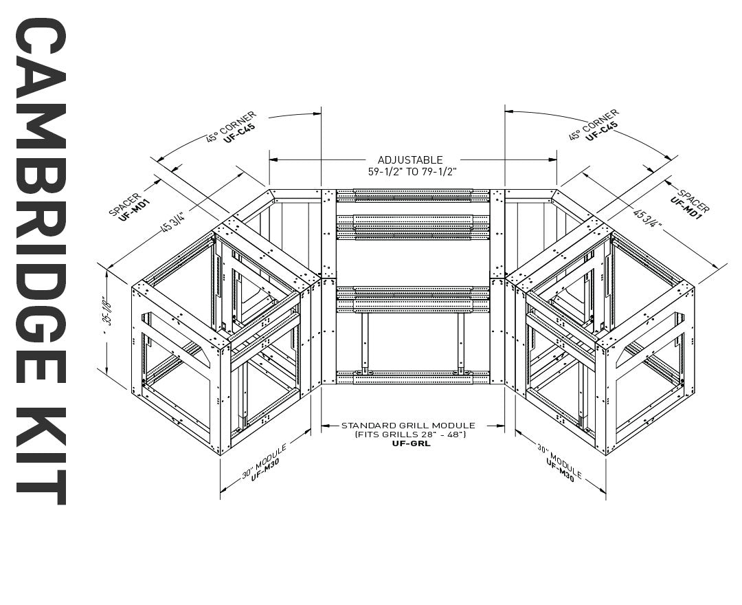 The Cambridge Outdoor Kitchen Frame Kit Best Outdoor Kitchen Frame   Cambridge Diagram 1800x1800 