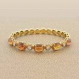 Italian Tourmaline Diamond Gold Stretch Cuff Bracelet