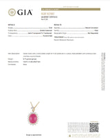 15.60ct Ruby Diamond Gold Drop Pendant, GIA Certified