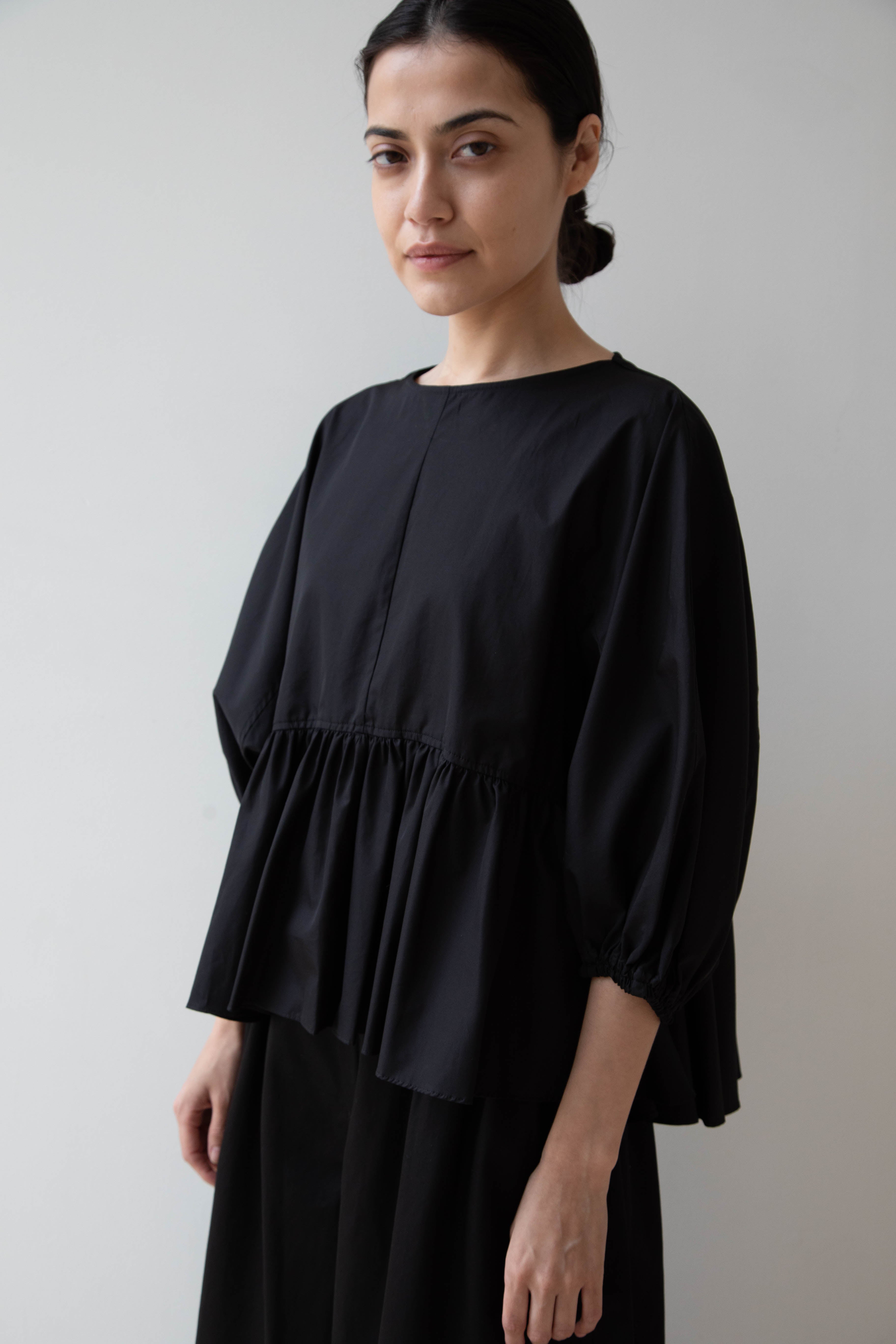 rennes — Tenne Handcrafted Modern | Gathered Pullover Top in Black