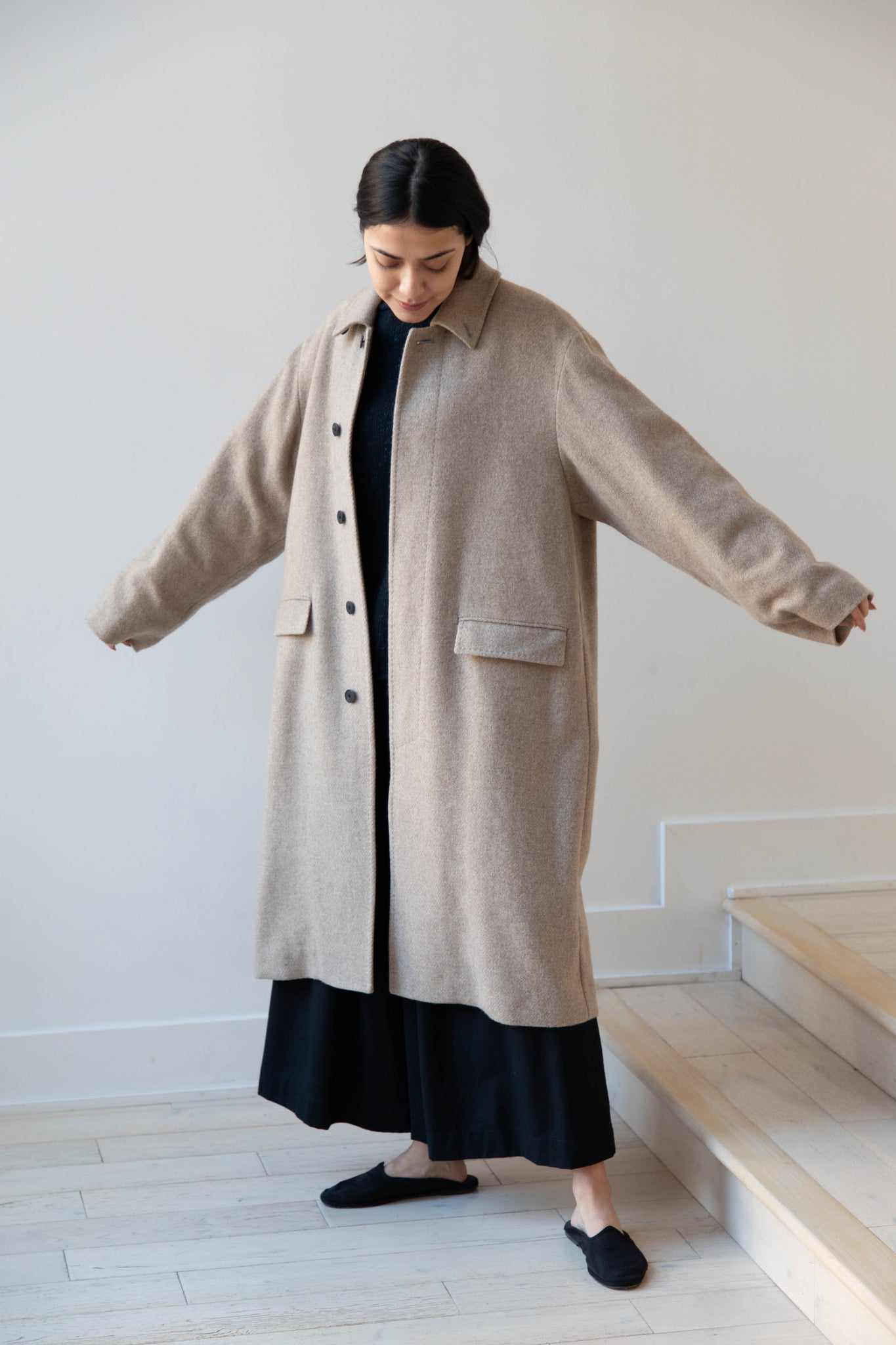 ATON 22aw washed cashmere balmacaan coat ジャケット/アウター