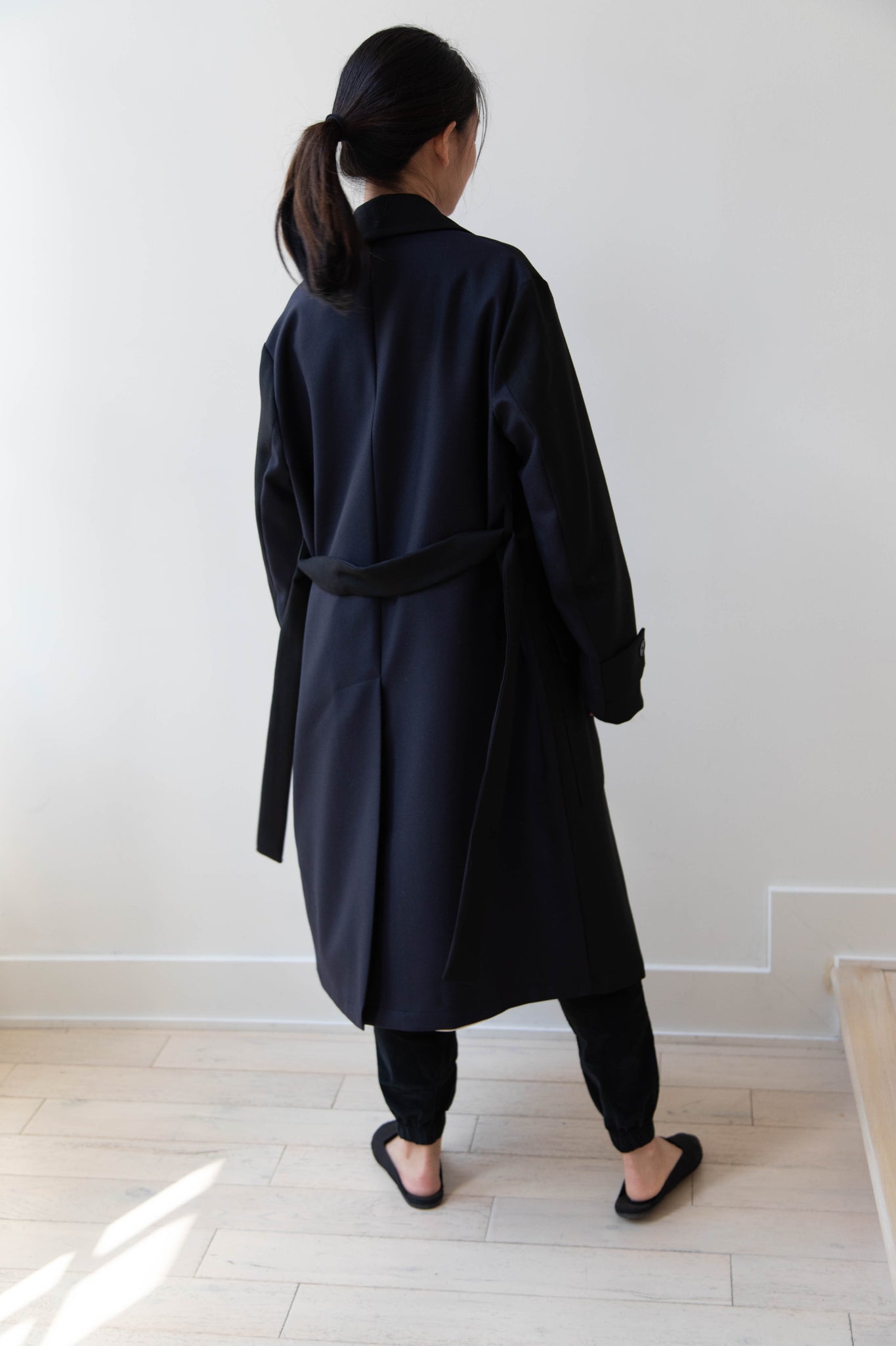 Barena Venezia Zanette Wool Coat in Black & Navy