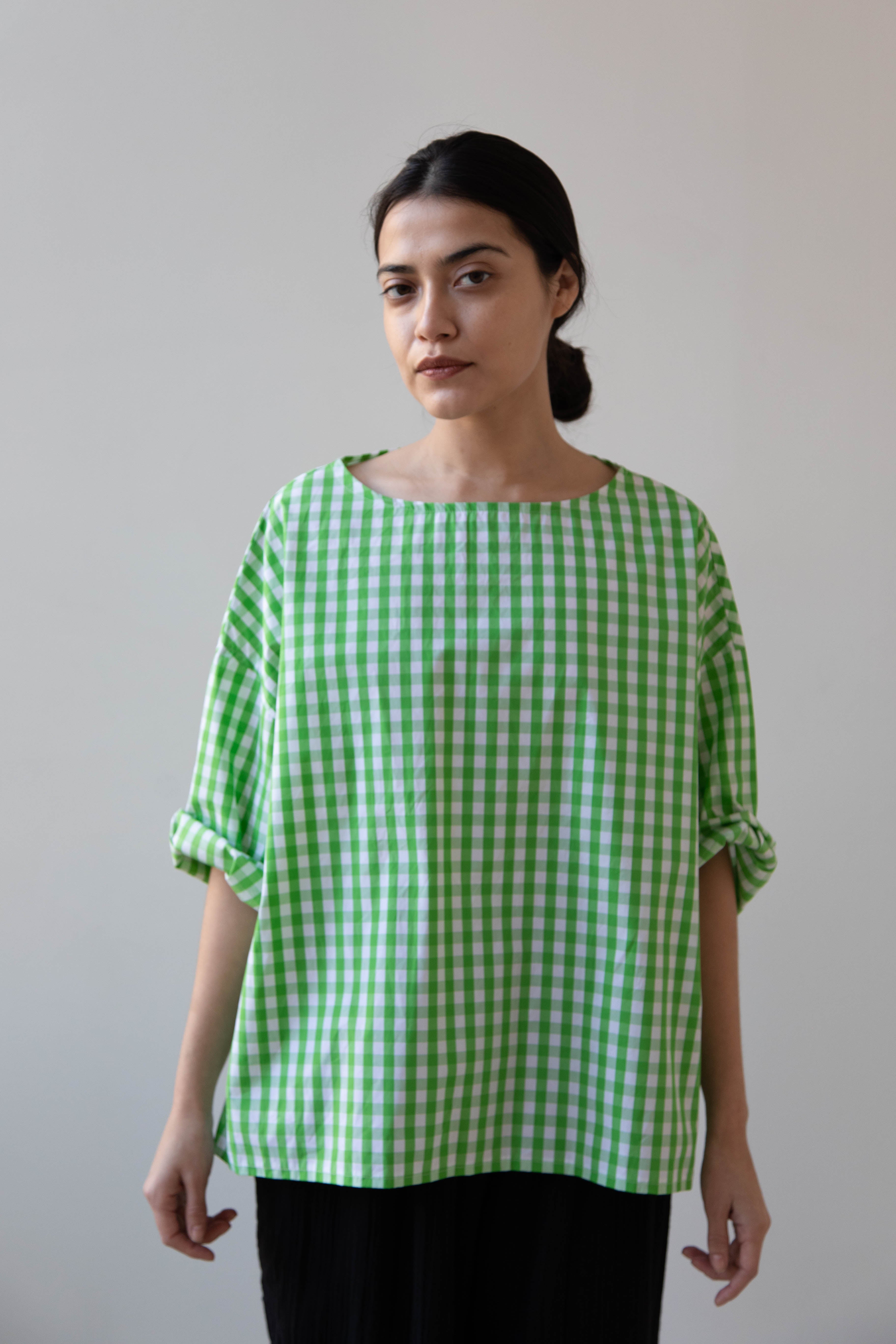 rennes — Veritecoeur Pullover in Green Check