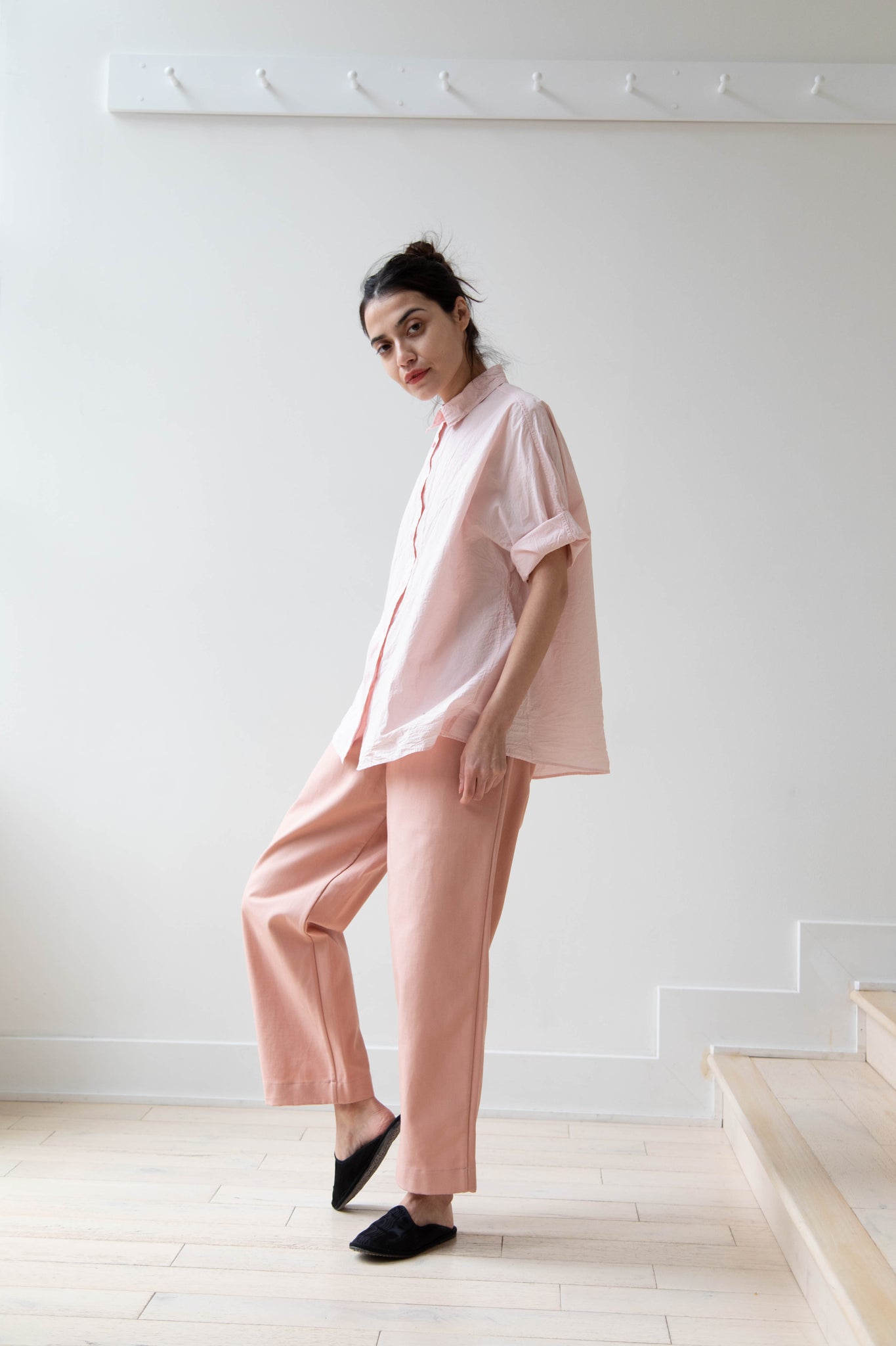 rennes — Evan Kinori | Elastic Pants in Pink Twill