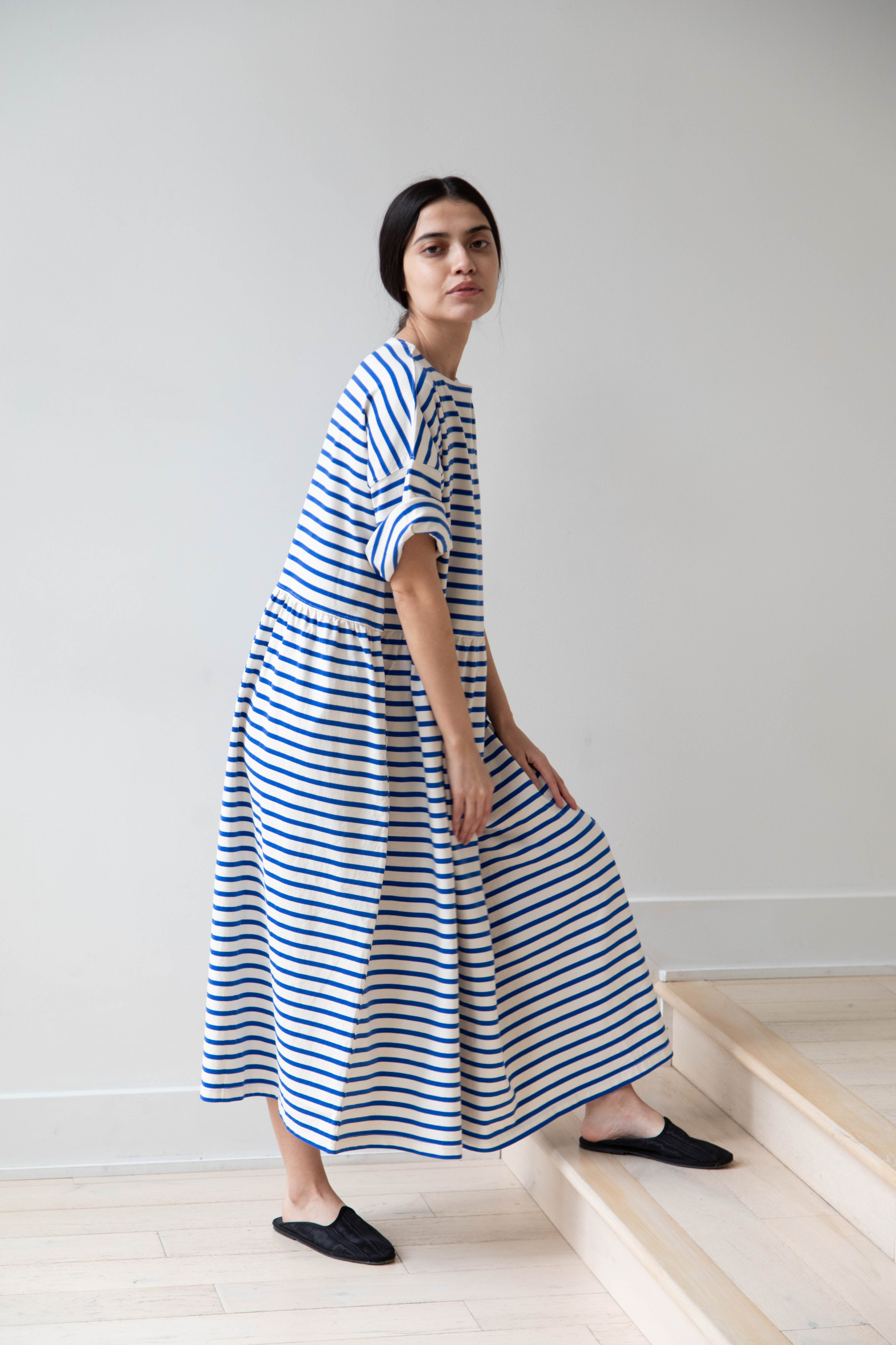 Ichi | Stripe T-Shirt Dress in Blue