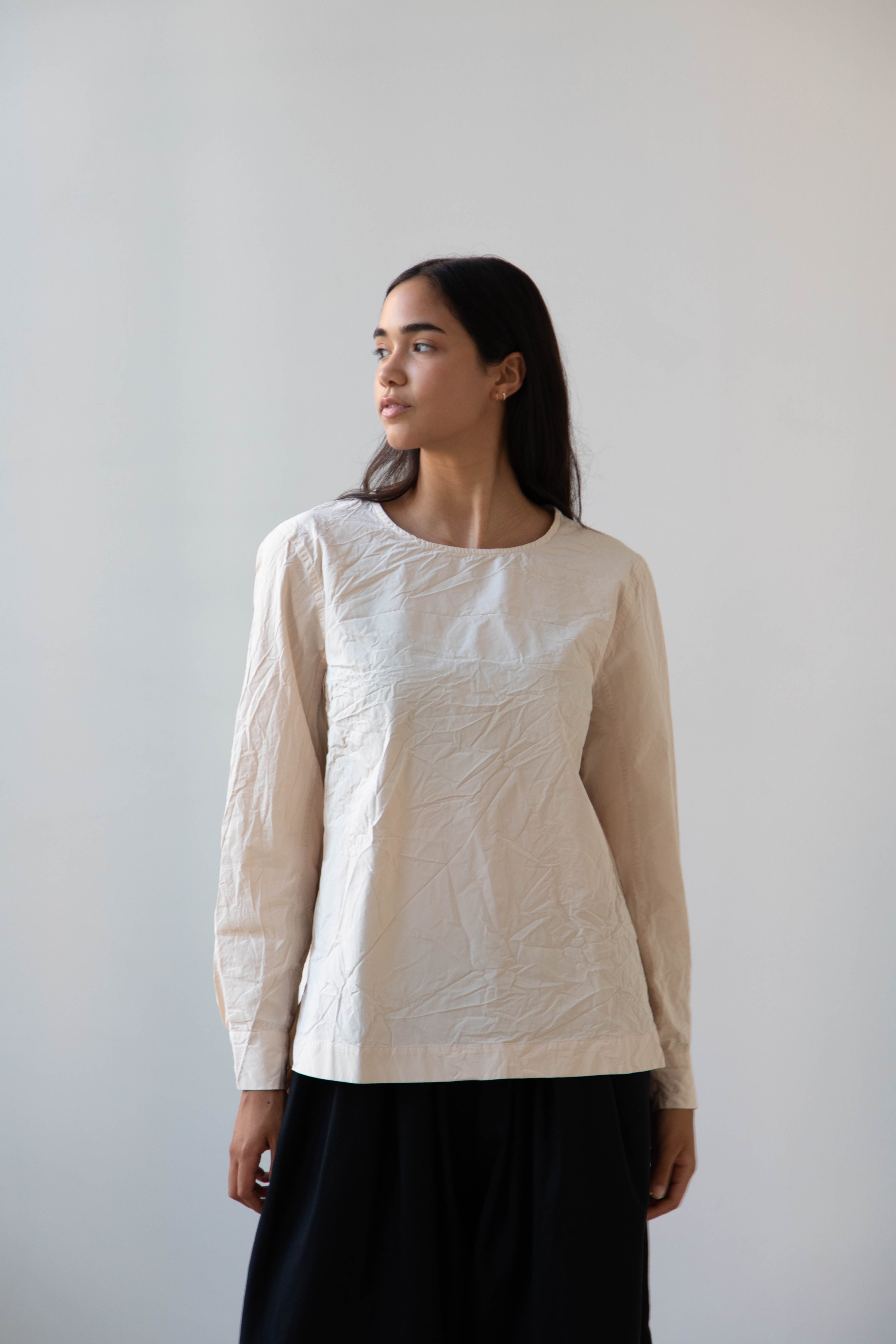 Casey Casey Long Sleeve Simple Top in Ivory