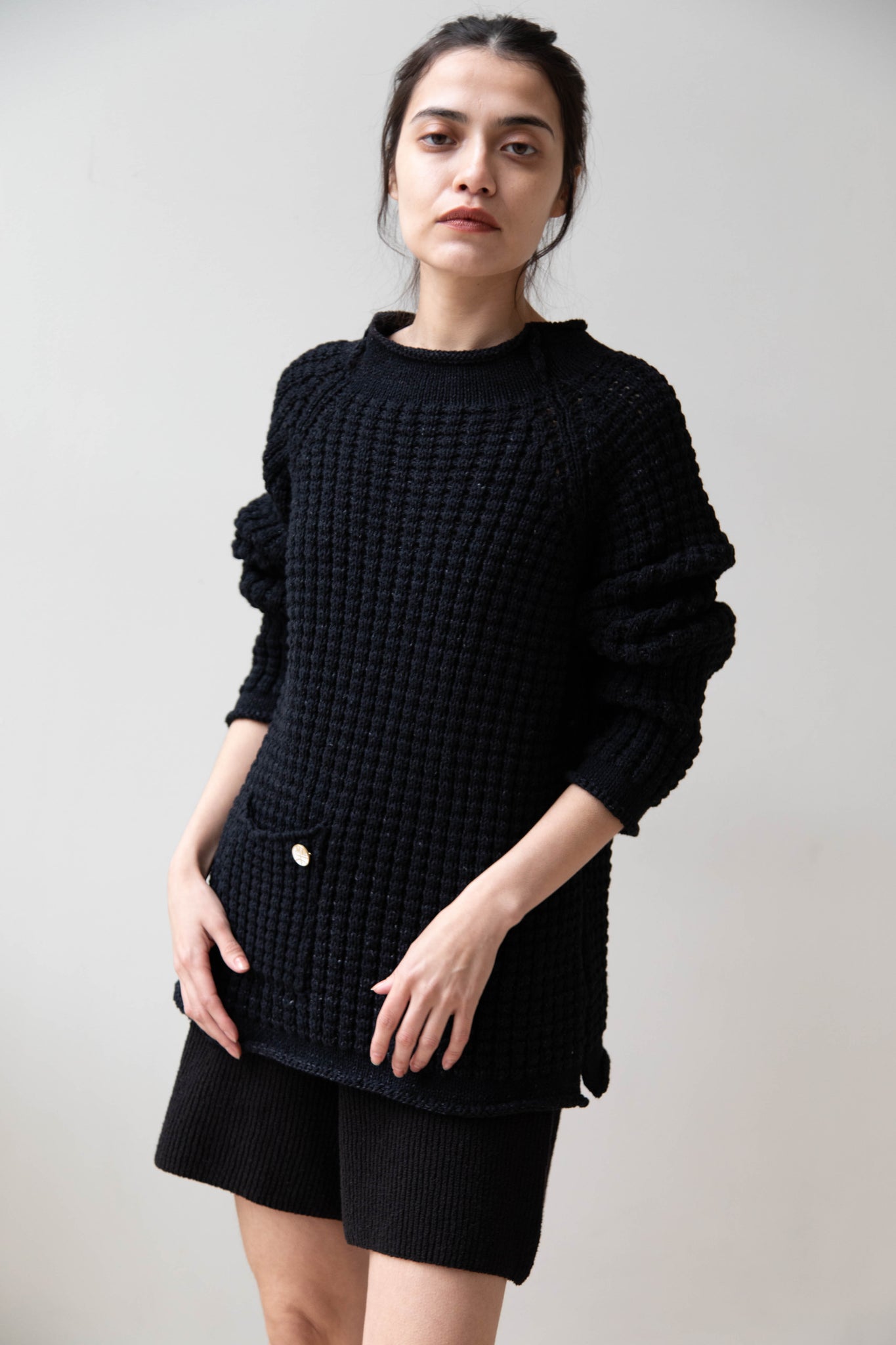 人気が高い XENIA TELUNTS XENIA TELUNTS FISHERMAN SWEATER BLACK