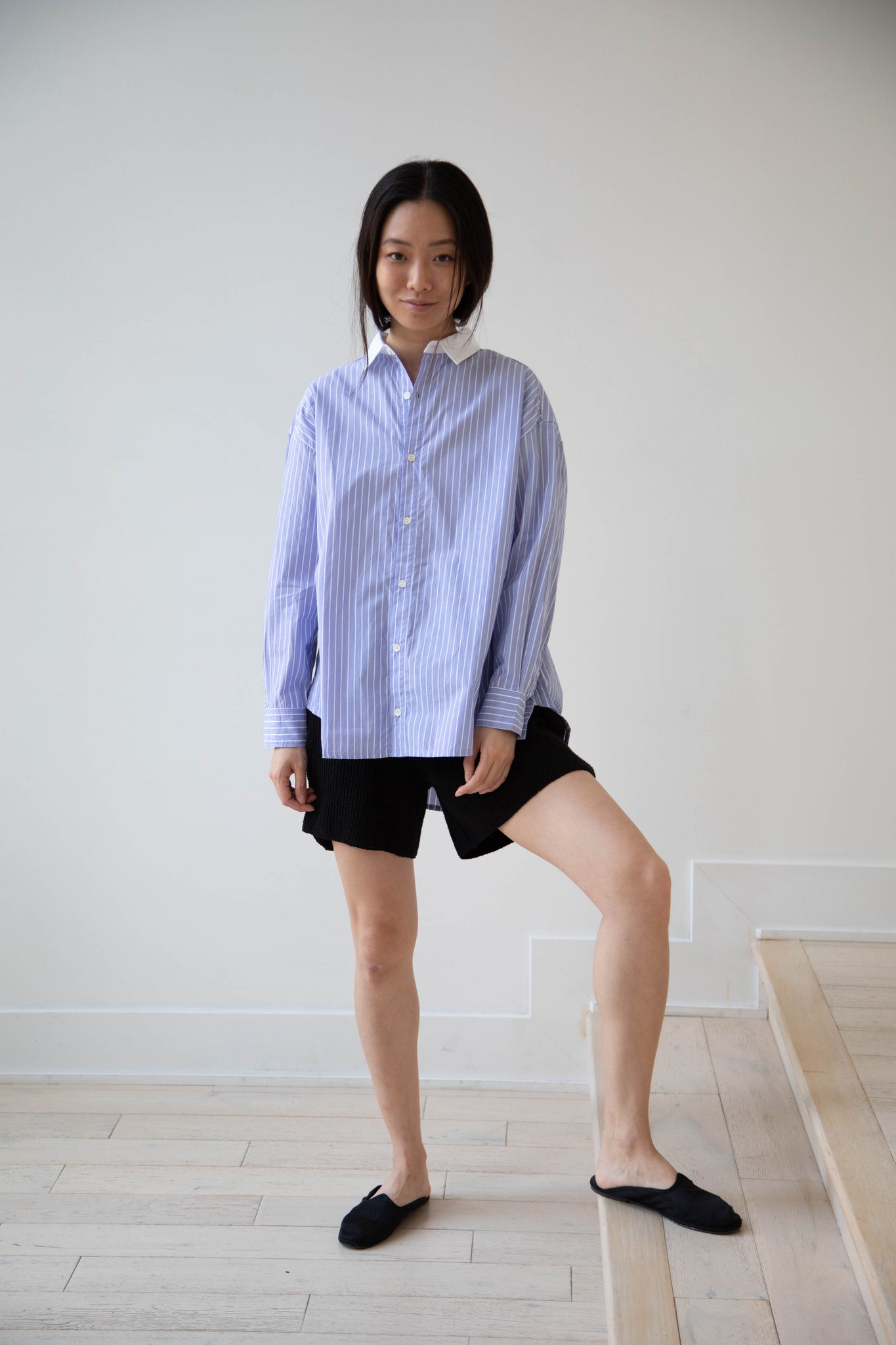 Ichi Stripe Dress Shirt in Light Blue