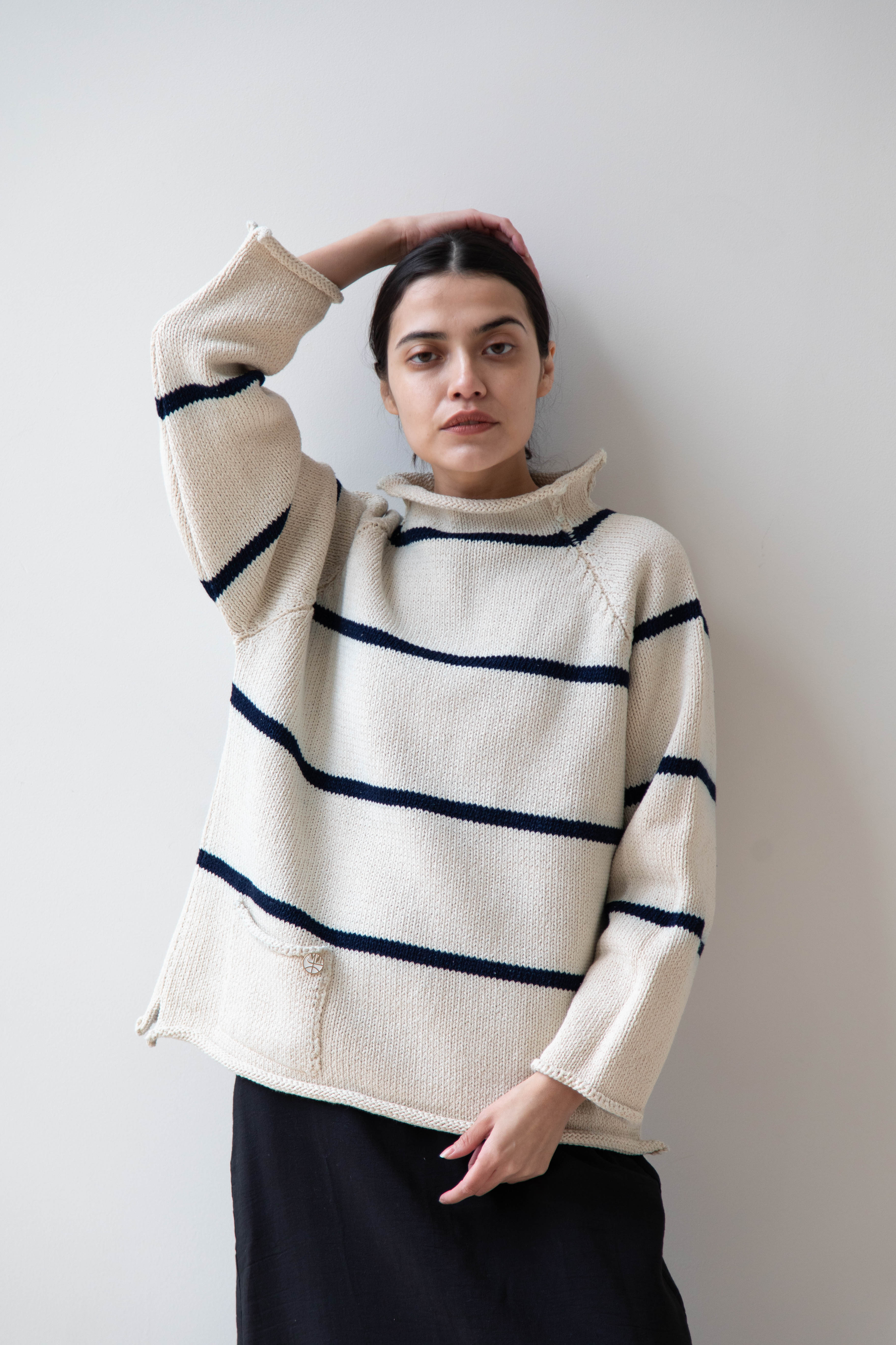 rennes — Xenia Telunts | Stripey Fisherman in Ecru & Indigo