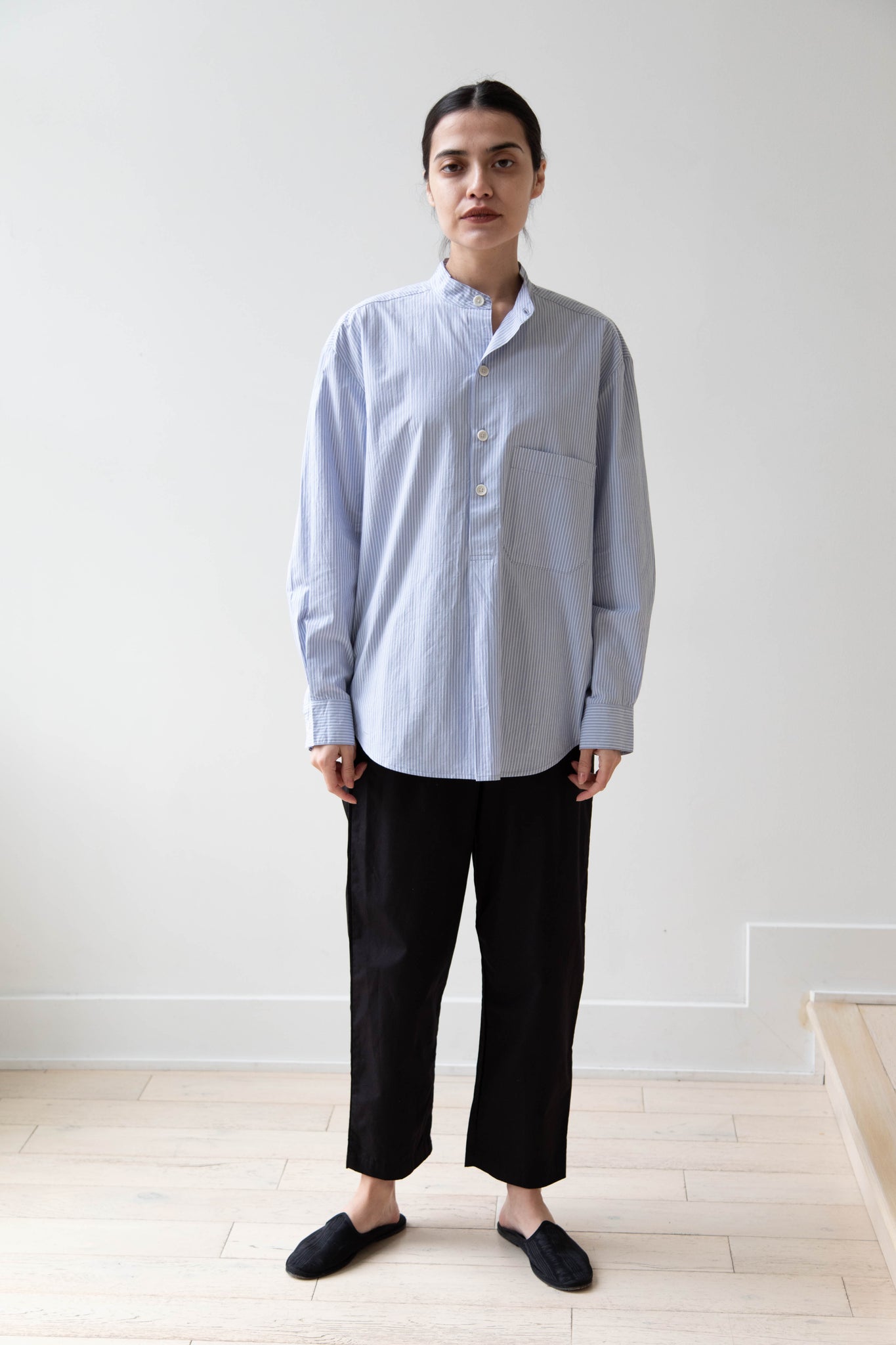 Evan Kinori | Popover Shirt in Stripe Organic Cotton