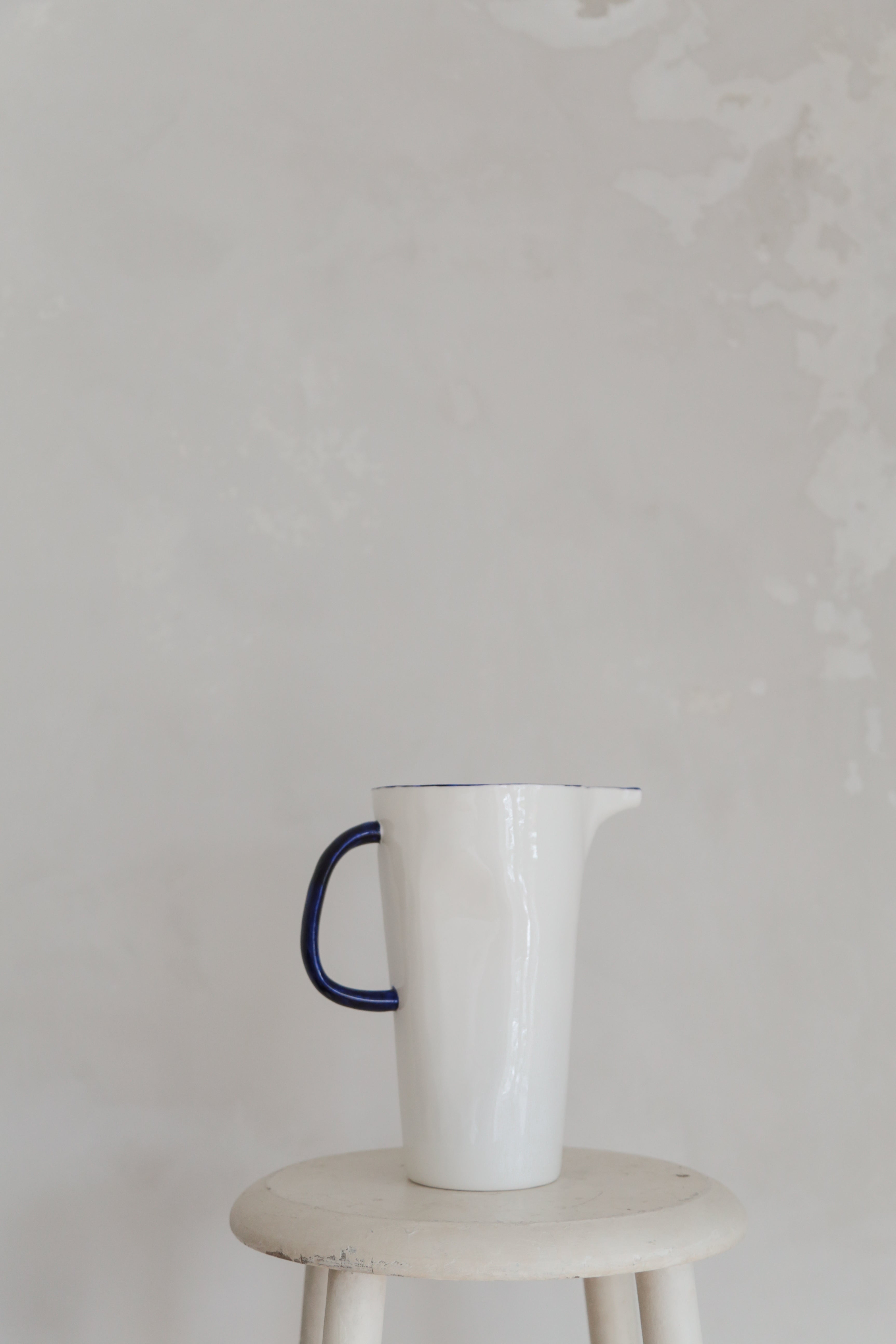 Feldspar Water Jug in White and Cobalt