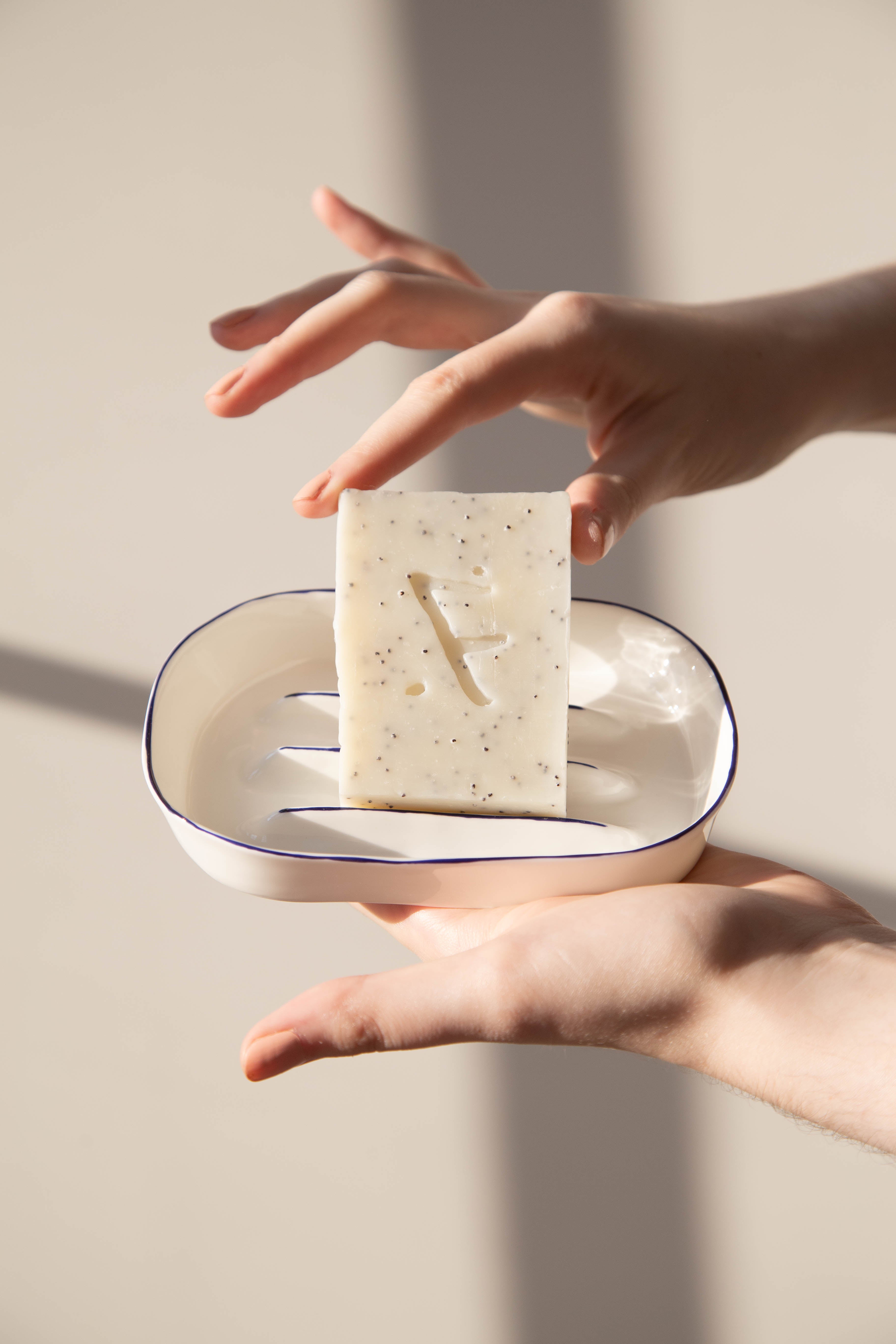 Feldspar Soap Dish in White and Cobalt