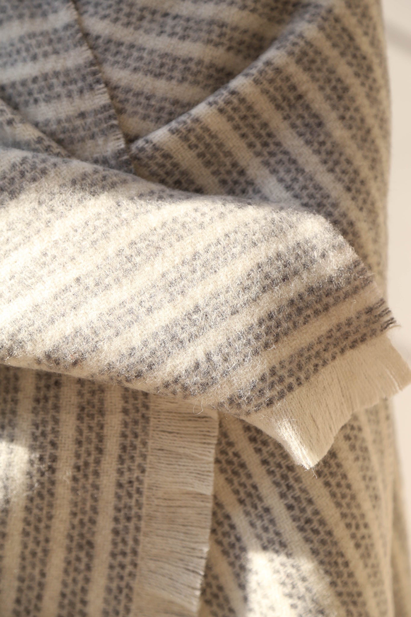 Irish Wool Woven Blanket in Charcoal Stripe