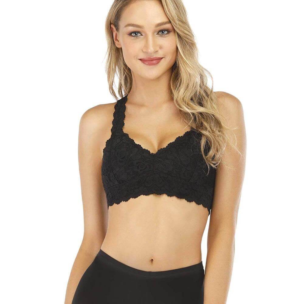 Women Sexy Lace Plunge Bra without Bra Pads