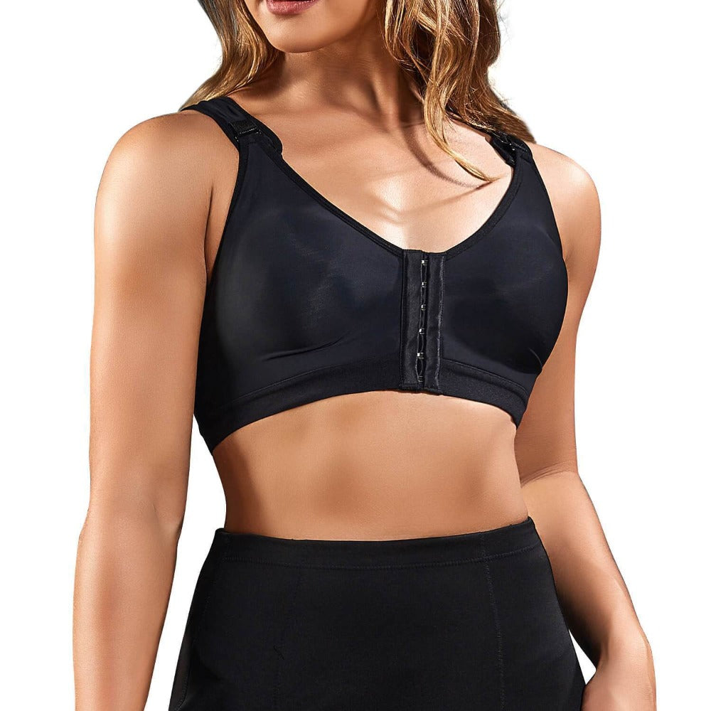 Women's Wireless Post Surgery Sports Bra Front Closure Comfort Brassiere  with Adjustable Straps