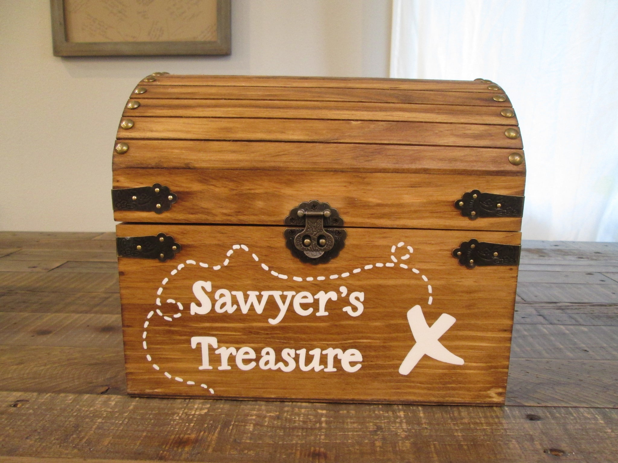 kids wooden treasure chest