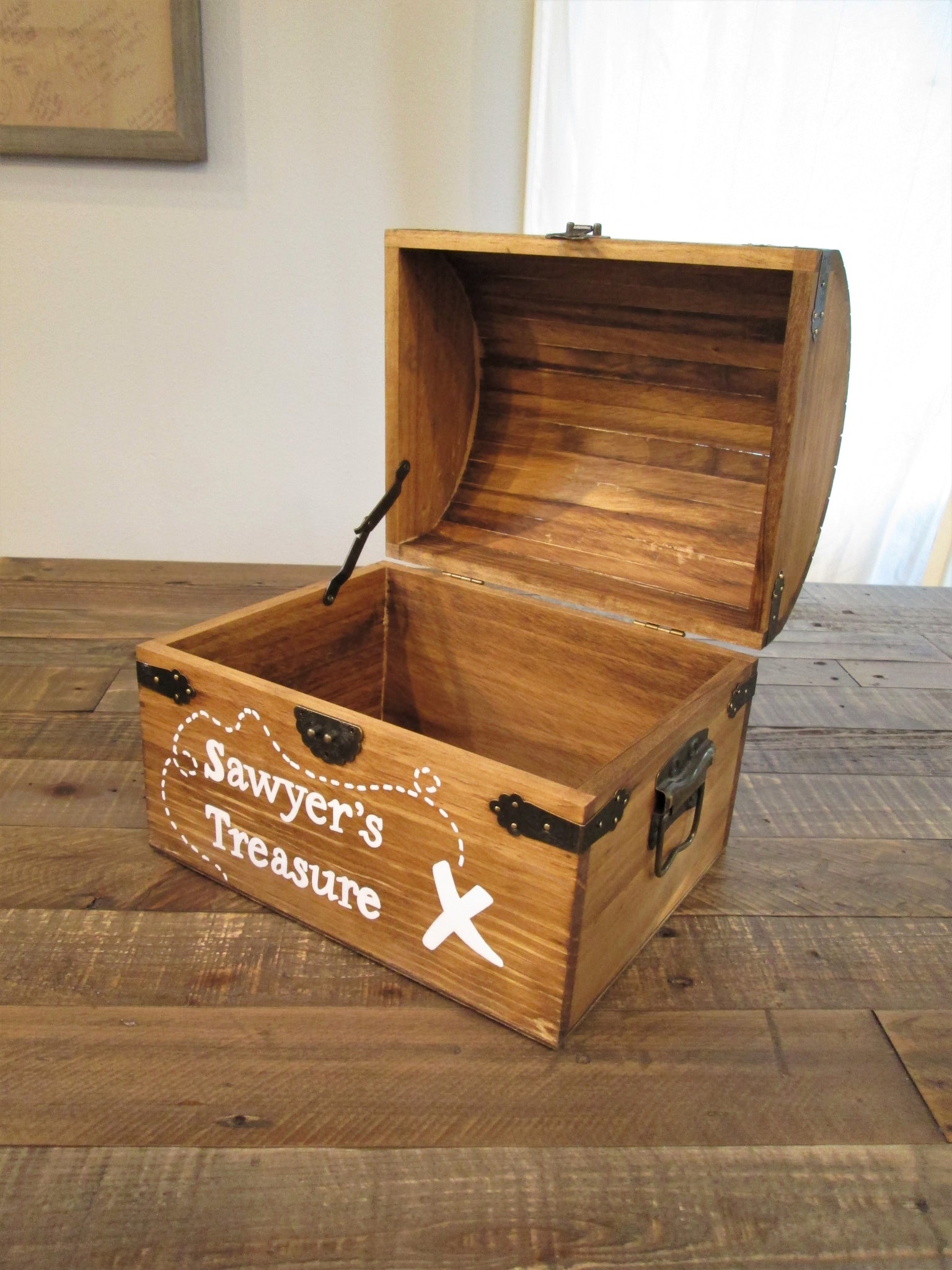 kids wooden treasure chest