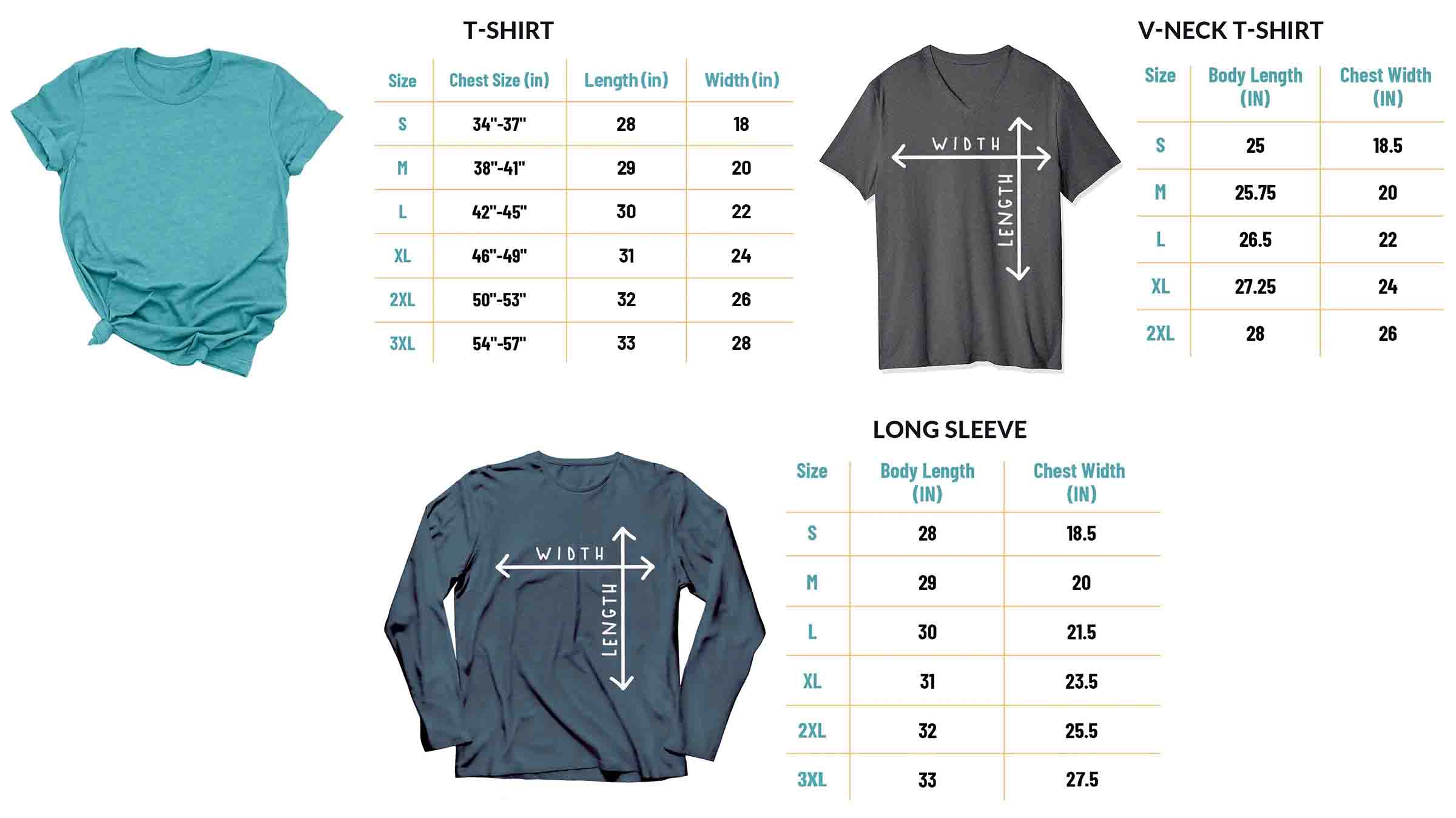 tshirt size chart clubbed