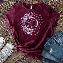 Load image into Gallery viewer, Sun &amp; Moon Snowflakes T-shirt
