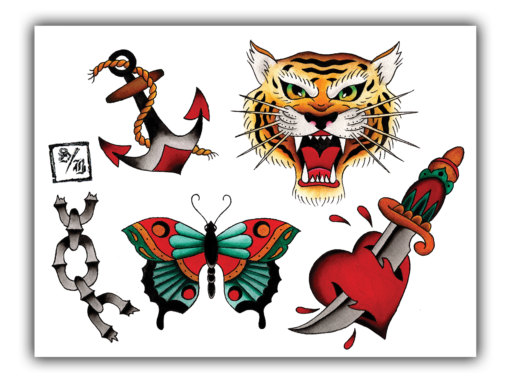 𝕺𝖒𝖆𝖗 on Instagram 11x14 traditional tattoo flash sheet       traditionaltattoo traditionaltattoos traditionalflash  americantraditionaltattoo