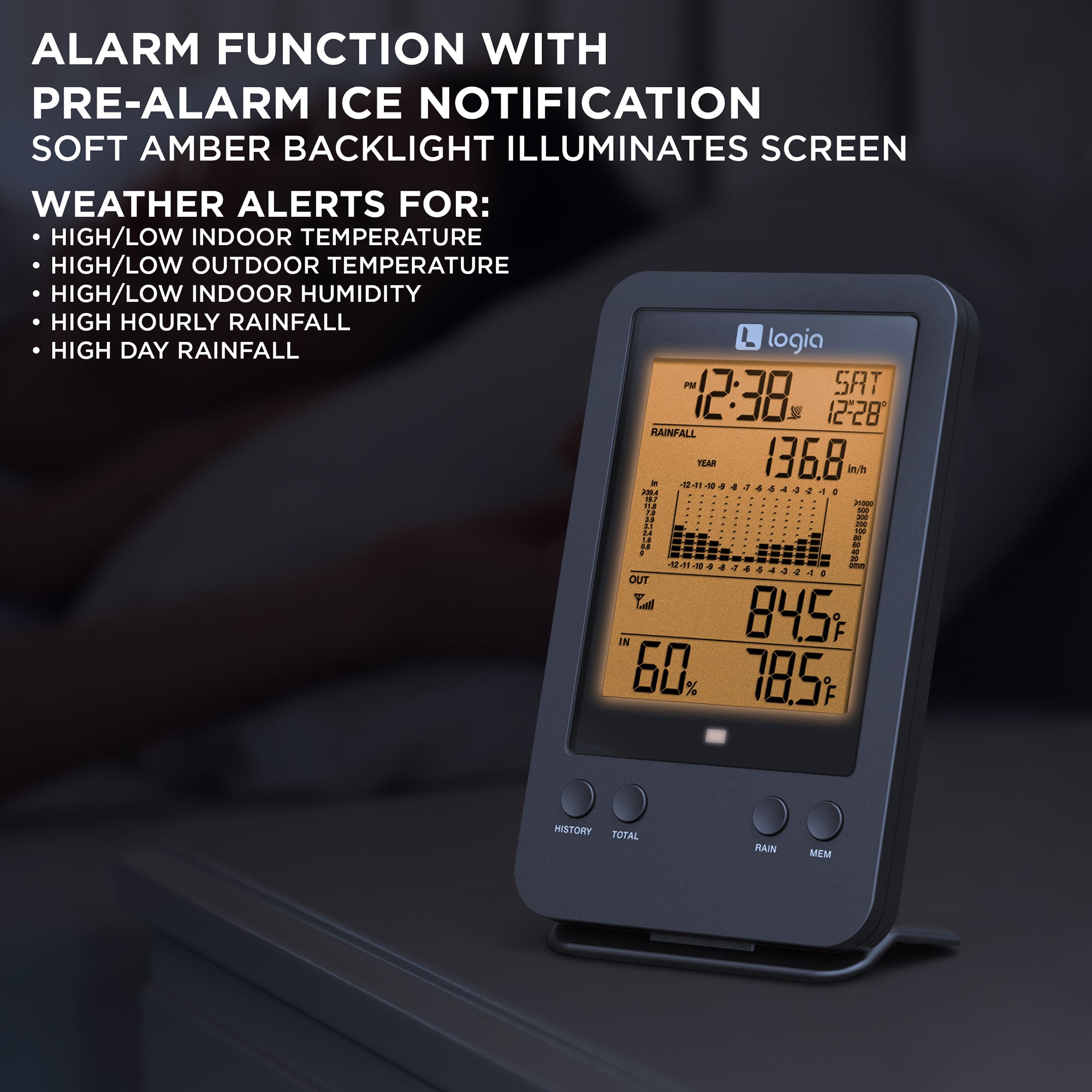 Wireless Weather Station Indoor Outdoor 3-in-1 Weather Thermometer