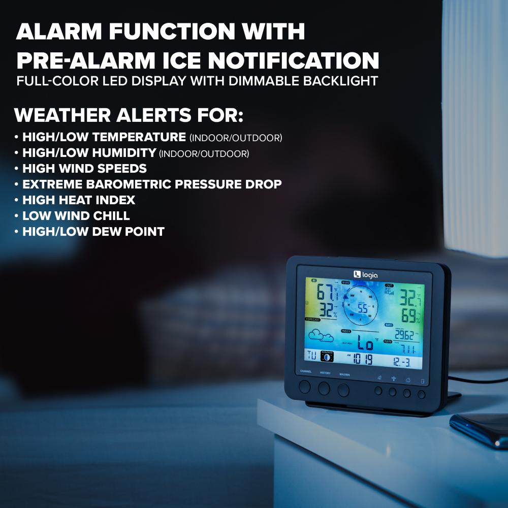 WiFi Weather Station APP Control Smart Weather Monitor Indoor Outdoor  Temperature Humidity Barometric Wind Speed Functions