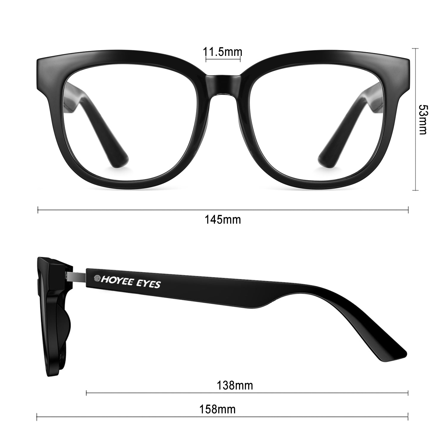 hoyee eyes nova smart blue light blockers dimensions