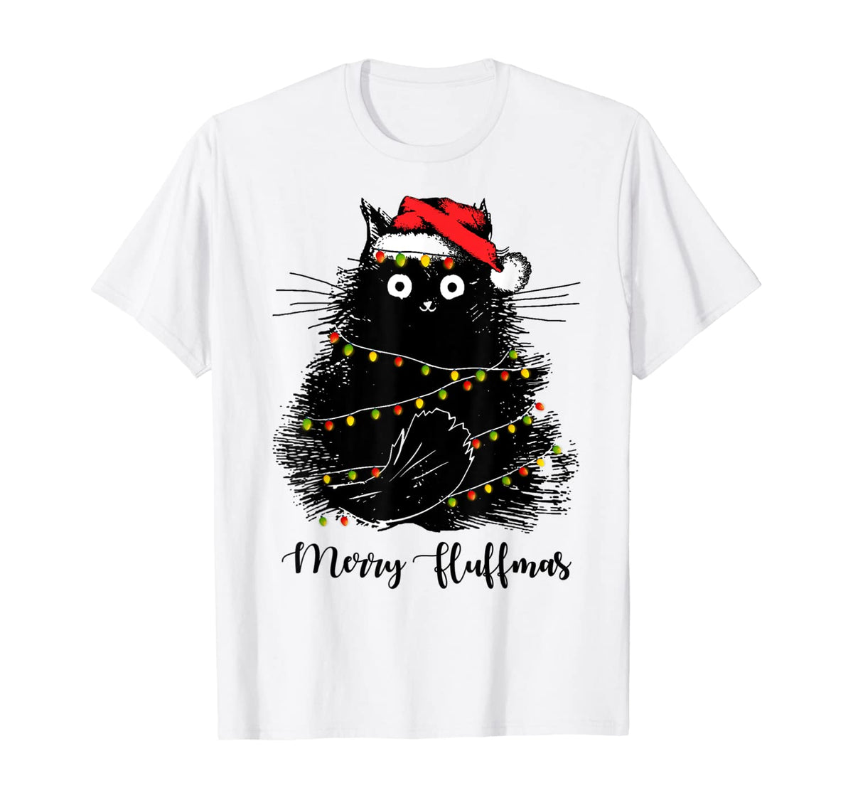 Merry Fluffmas Cats With Santa Hat Merry Christmas Gifts T-Shirt New ...