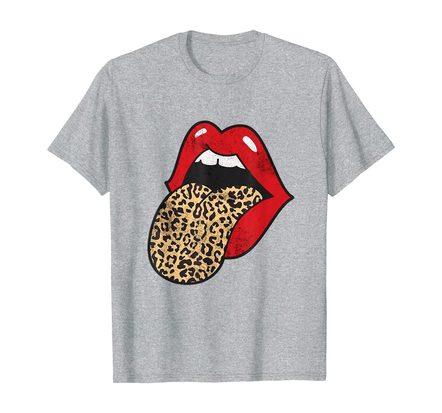 red lips with cheetah tongue shirt