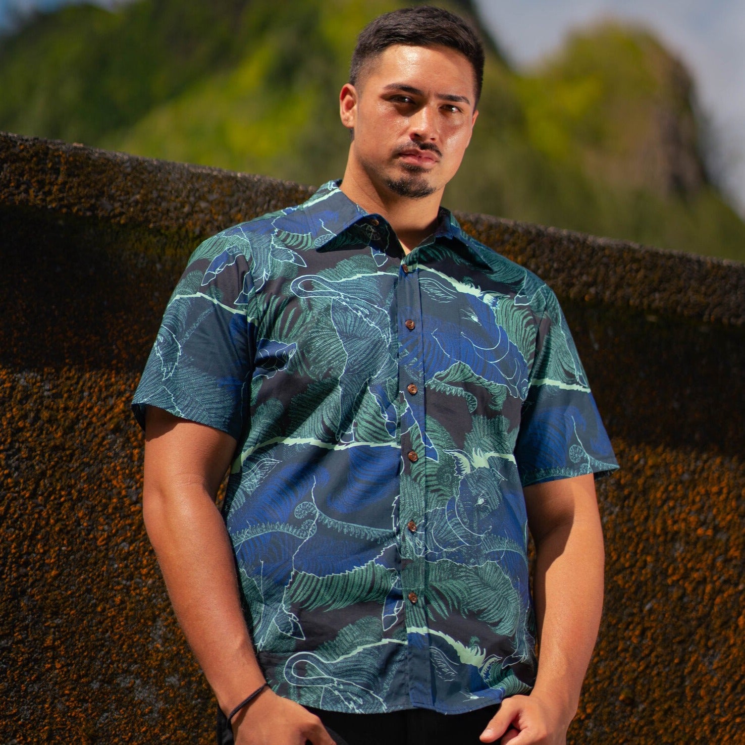 LAUHALA SKY BLUE MENS ALOHA SHIRT RELAXED FIT