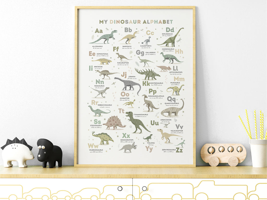 Dinosaur Alphabet Print- Earth Tones from Paperpaintpixels