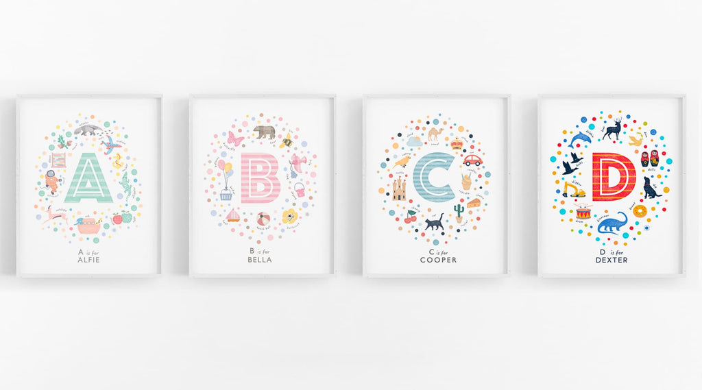 set of four initial prints