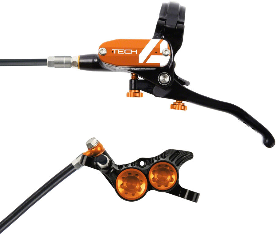 hope-tech-4-v4-disc-brake-and-lever-set-front-hydraulic-post-mount-orange