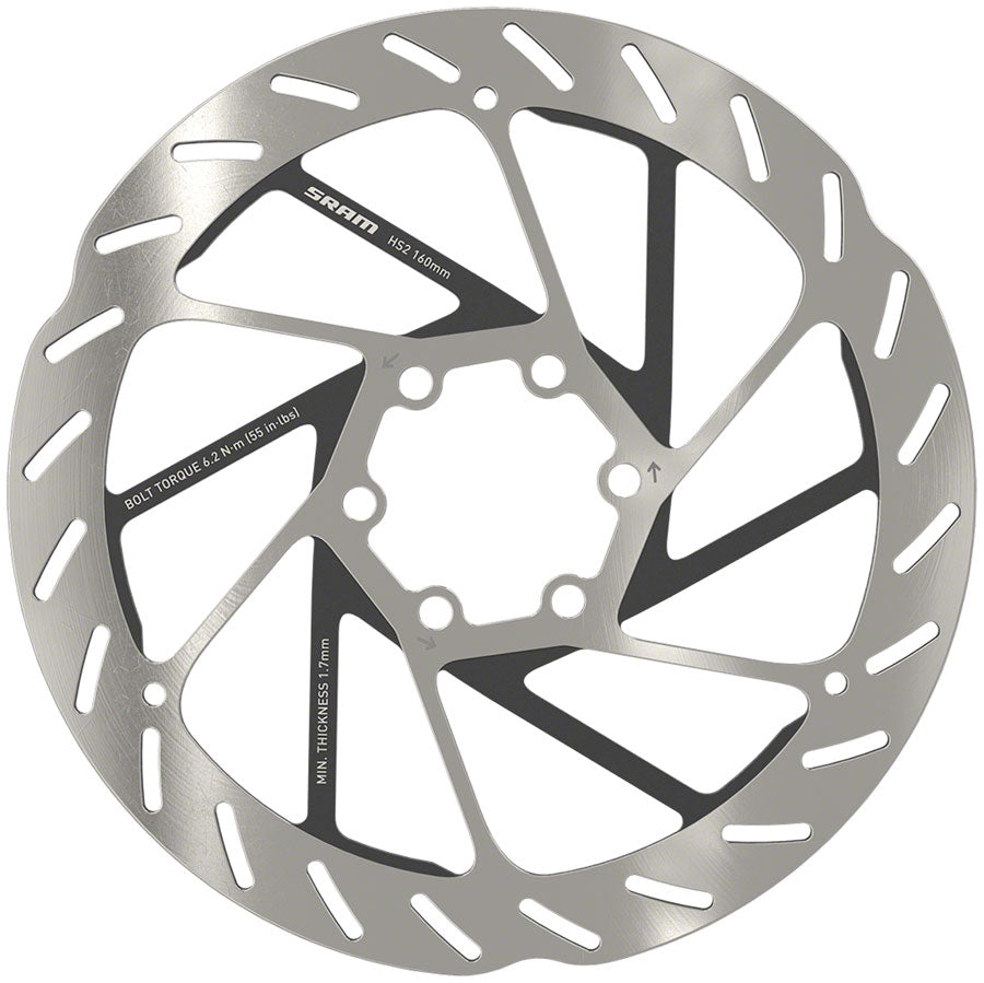 sram-hs2-disc-brake-rotor-160mm-6-bolt-rounded-silver-black