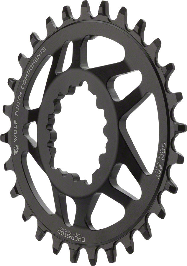 wolf-tooth-components-elliptical-direct-mount-drop-stop-28t-chainring-for-sram-cranks-with-removable-spiders-black