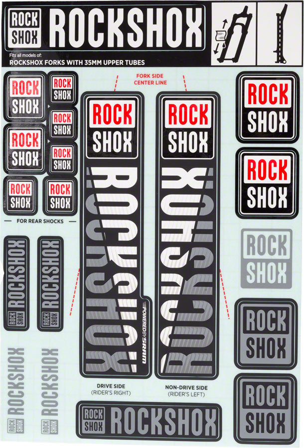 RockShox Fork Decal Kit - 35mm, White