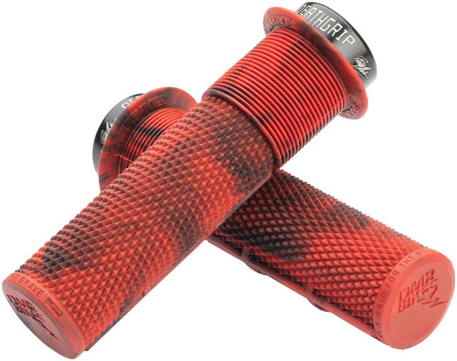 dmr-deathgrip-grips-marble-red-lock-on-flange-thick