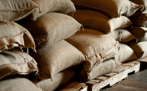 coffee sacks stored on a pallet