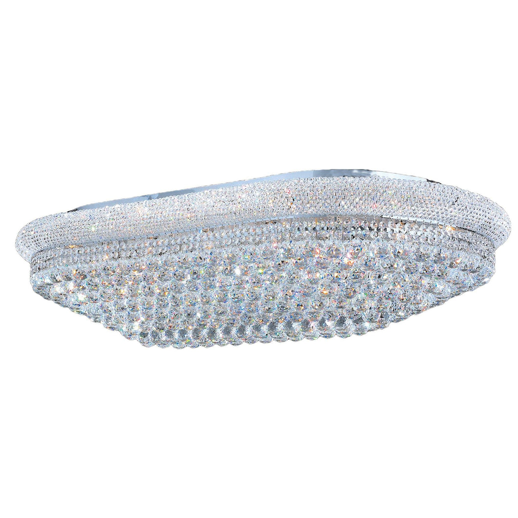 Worldwide Lighting Flush Mount Empire 28-Light Chrome Finish and Clear Crystal Flush Mount Ceiling Light 48 in. L x 28 in. W x 12 in. H Rectangle Extra Large W33007C48
