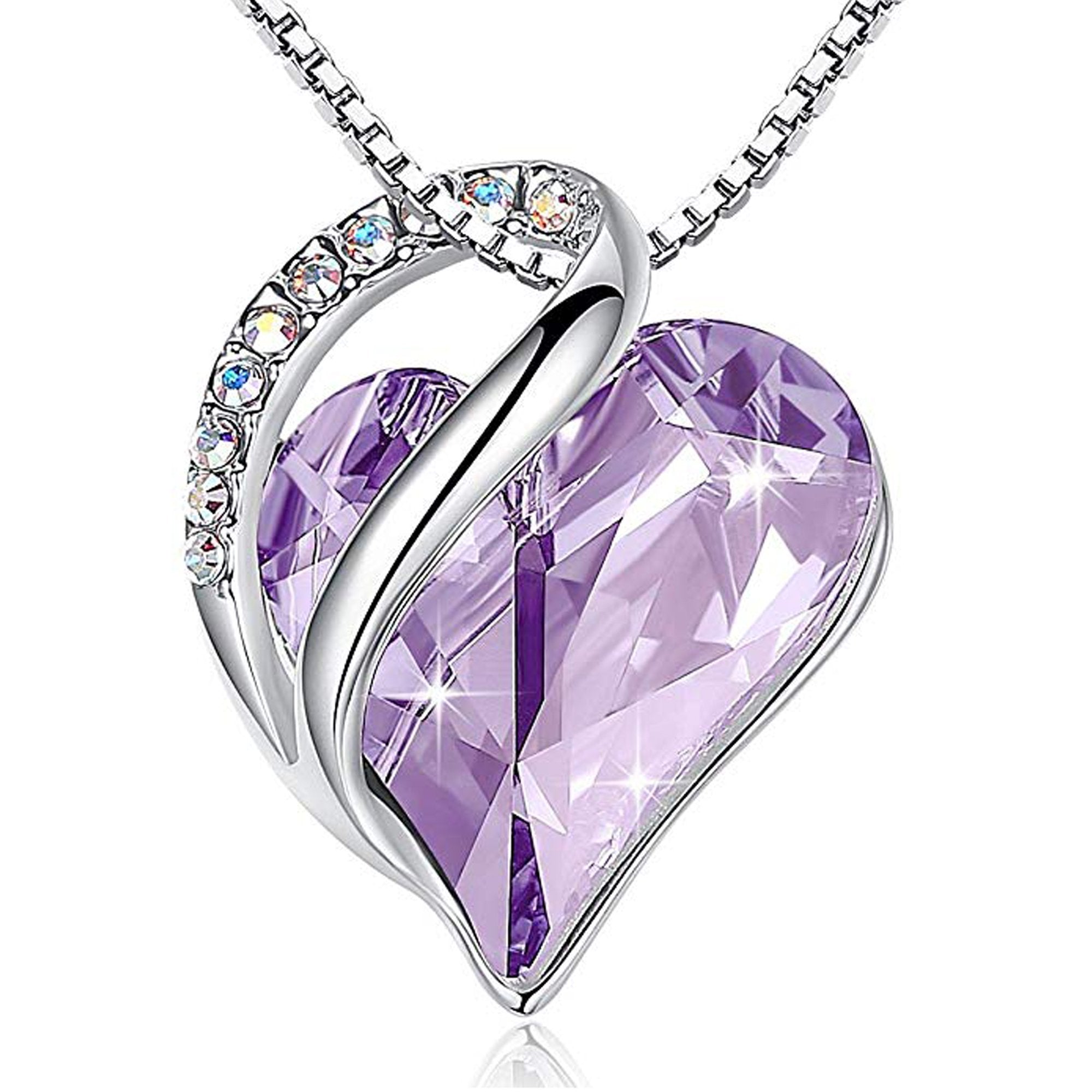 Infinity Alexandrite Light Purple June Birthstone Love Heart Pendant Necklace Made with Crystals Birthstone