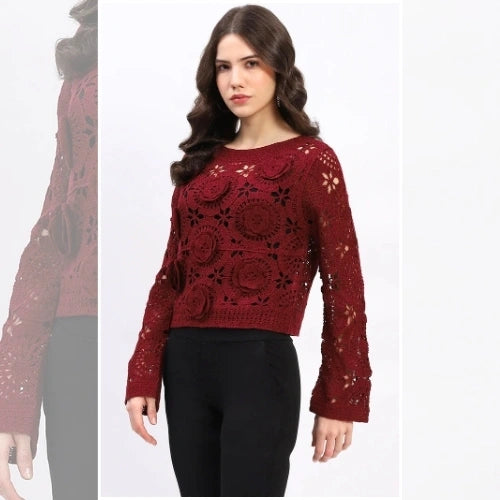 Floral Crochet Woven Top | Global Republic