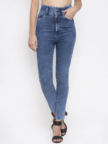 Women Skinny High Rise Curvy Blue Jeans