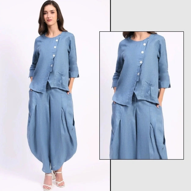 Blue Linen Co-ord Set | Global Republic