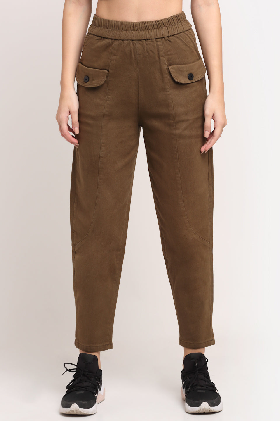 Buy LIGHT BROWN HIGH-RISE REGULAR TROUSERS for Women Online in India