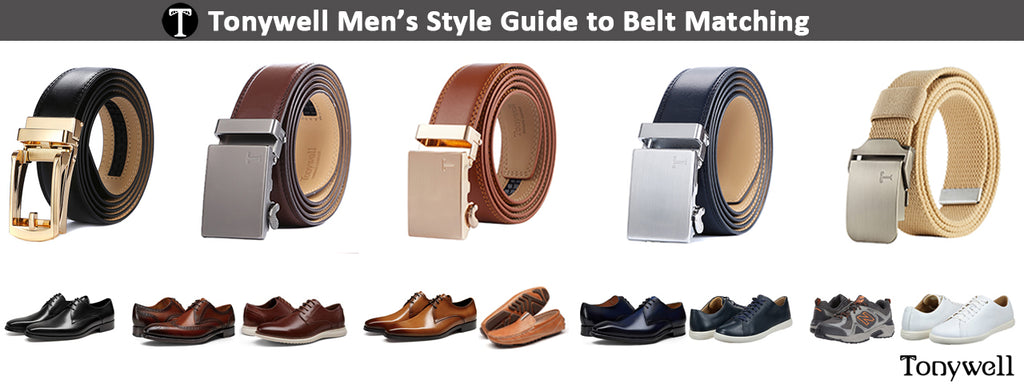 Image of different colors of belts match different shoes