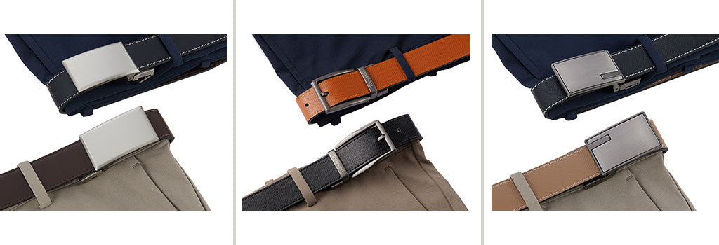 image of chic fashion look for reversible belt matching different pants