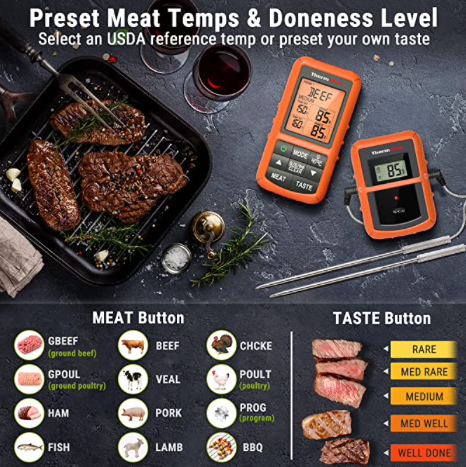 ThermoPro Tp19h Waterproof Digital Meat Thermometer for Grilling with Ambidextrous Backlit and Motion Sensing Kitchen Cooking Food Thermometer for BBQ