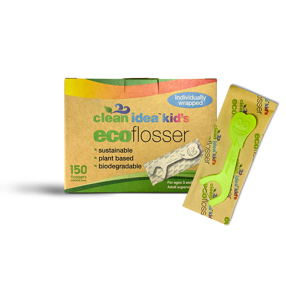 Clean Idea Kids Ecoflosser Individually Wrapped 150 pieces Plant Based Flossing Picks