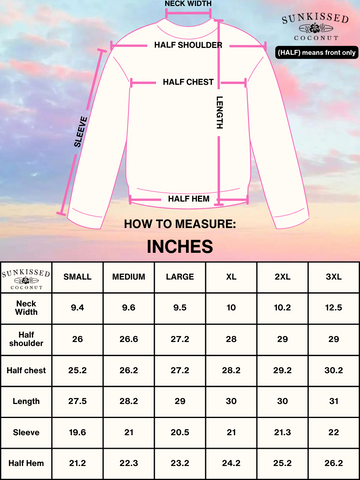 Sweatshirt and Hoodie size chart